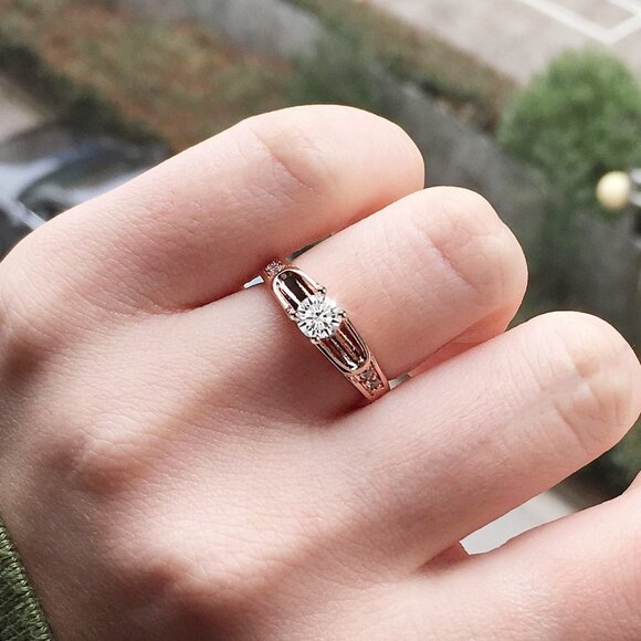 💎 Dainty Tiny CZ Trendy Rose Gold Rings for Women, INDN8140 - Picture 5 of 5